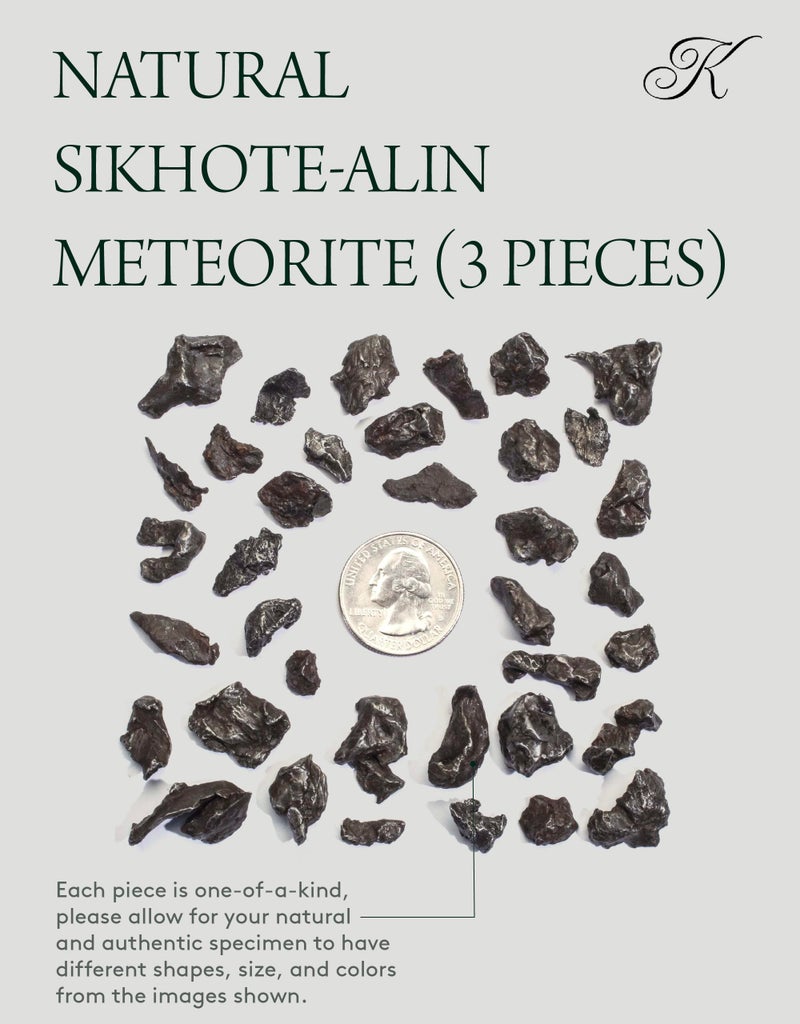 KALIFANO Sikhote-Alin Meteorite Bundle (3 Pieces) - Authentic Rough Iron Meteorite from Siberia - Rare Specimen with Information Card and COA Included (Family Owned and Operated) - Image 4