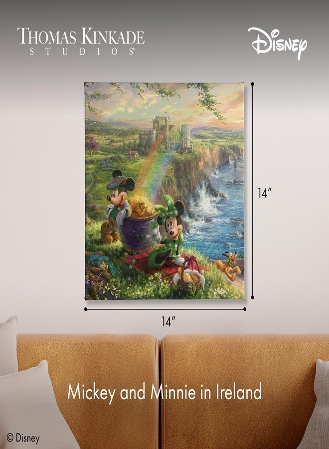 Thomas Kinkade استوديوهات توماس كينكيد، ديزني، ميكي وميني في أيرلندا، لوحة قماشية ملفوفة مقاس 14 × 14 بوصة - Image 2