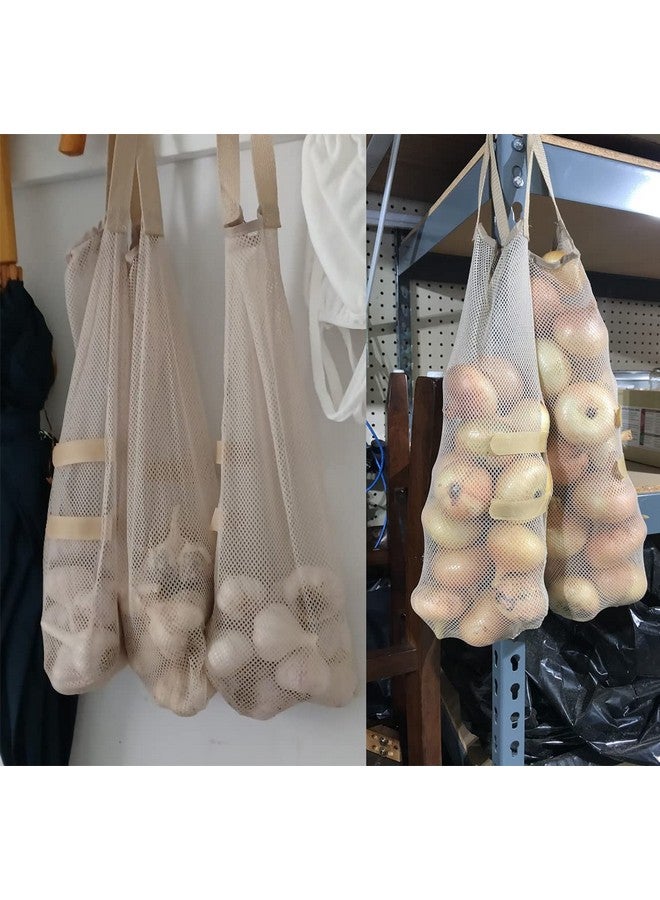 Ahyuan حقائب تخزين شبكية معلقة Ahyuan 5 عبوات حقائب بصل شبكية حقائب ثوم شبكية حقائب بطاطس حقائب تخزين شبكية طويلة وكبيرة قابلة لإعادة الاستخدام للفاكهة والخضروات حقيبة قمامة للتخزين في المنزل أو RV أو المخيم - Image 3