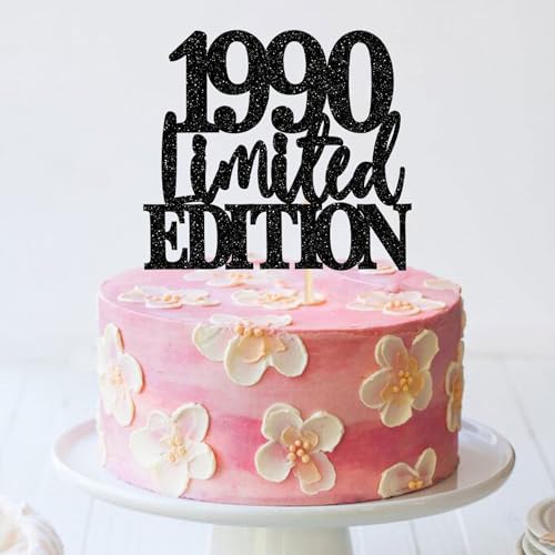 Rsstarxi 1 Pack Limited EDITION 1990 Cake Topper 35th Birthday Cake Toppers 35th Birthday Decorations for Men and Women Cherrs 35 Years Anniversary Party Cake Decoratons Black - Image 5