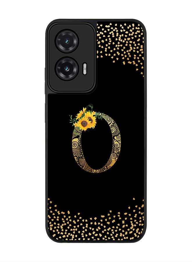 Stylizedd For Motorola Moto G35 Case,Slim fit Camera Protection, Shockproof Thin Phone cover  - Custom Floral Monogram - O ( Black )