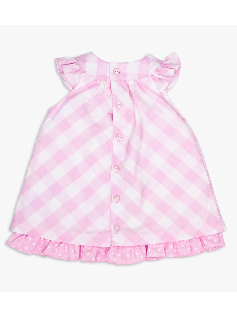 MOON 100% Cotton Dress With Headband 6-9M Pink - Pink Gingham - Image 2