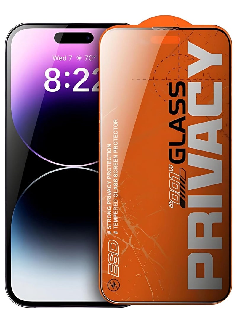 AJYAL PRIVACY Screen Protector For iPhone 15 PRO Tempered Glass Screen Protector [Bubble Free] Anti-Glare, Scratch Resistant [Full Coverage] (IPHONE 15 PRO) PRIVACY - Image 1