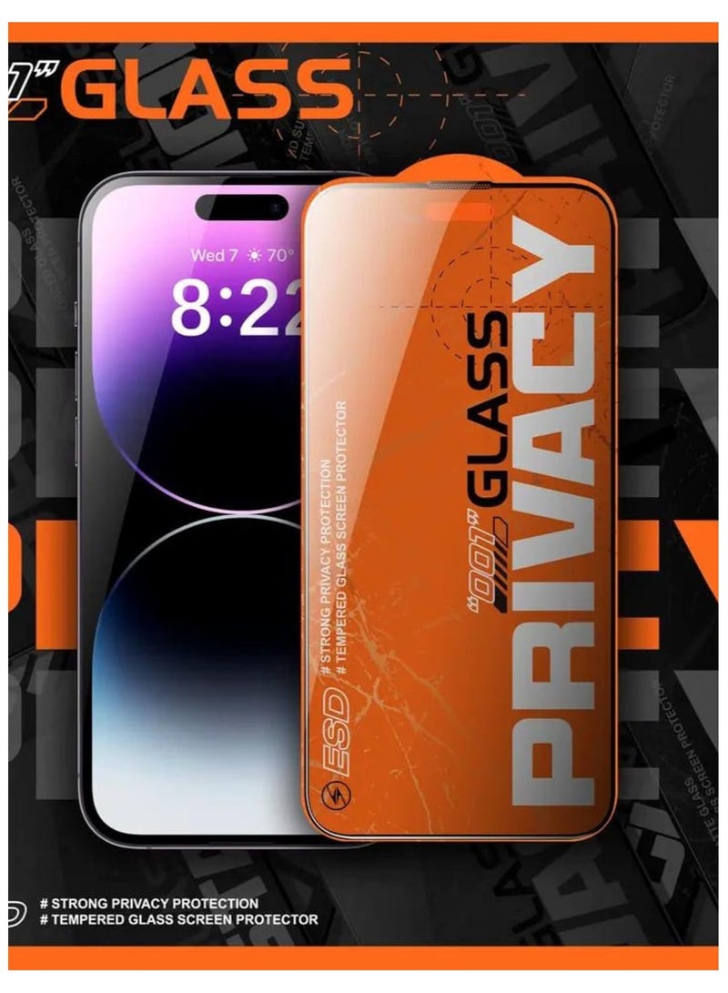 AJYAL PRIVACY Screen Protector For iPhone 15 PRO Tempered Glass Screen Protector [Bubble Free] Anti-Glare, Scratch Resistant [Full Coverage] (IPHONE 15 PRO) PRIVACY - Image 3