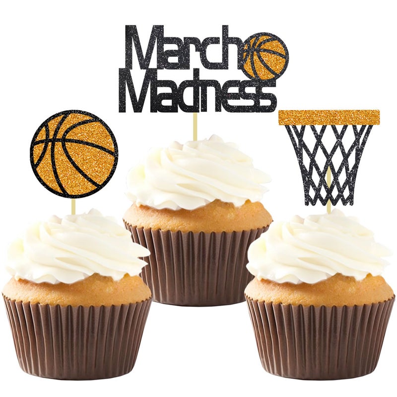 Moitkptt 24Pcs Basketball Cupcake Toppers for Party Decorations  March Madness & Birthday Themes (MIX B)  BAK001 - Image 1