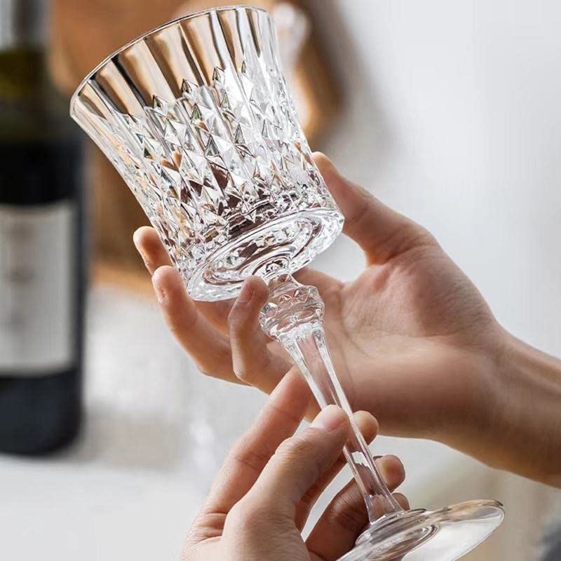VISMII Crystal Red Wine Glasses Crystal Carving Wine GlassElegant Carving Design and Luxury Wine Glasses Unique Red Wine Glass Gift for Women or Men 6 PC Royal Wine Glasses - Image 3