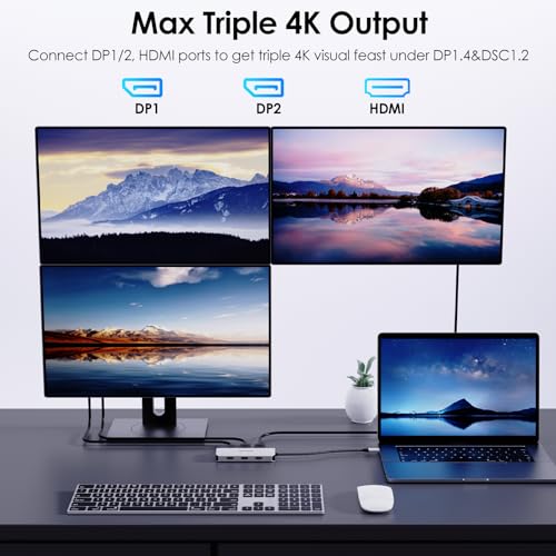 WAVLINK USB-C Docking Station: 7-in-1 Quad Monitor Support via 8K DP, 4K HDMI, VGA | 3X USB 2.0 | Universal Compatibility for Mac, Windows, Linux Laptops - Image 3