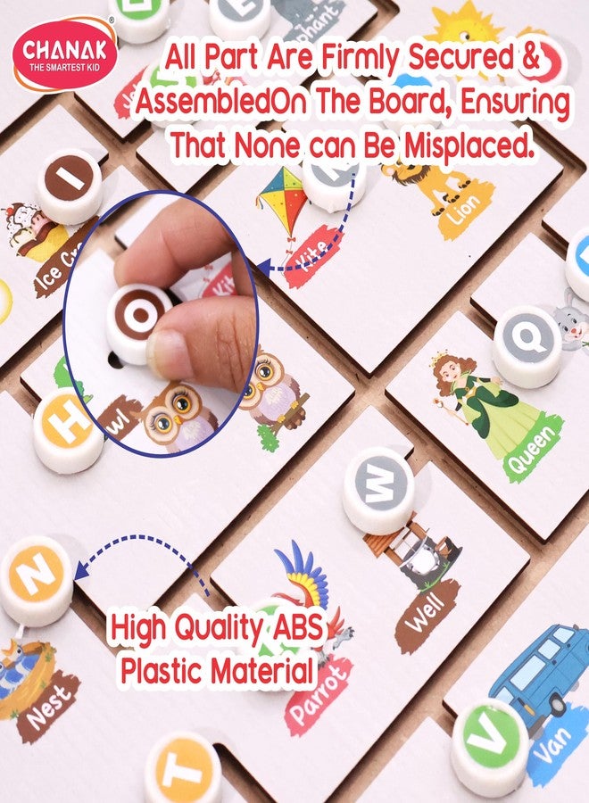 Chanak 3-in-1 Wooden Alphabet Learning Board for Kids, Includes Marker, Dot-to-Dot Tracing & Maze Puzzle, Educational Toy for Early Literacy Development in Preschoolers 3+ Years - Image 4