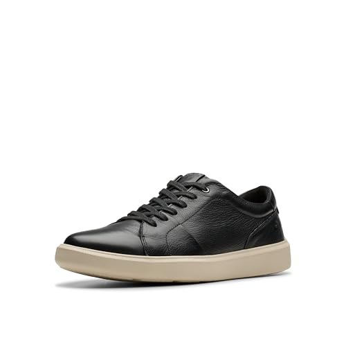 Clarks Men's Brodin Lace Sneaker, Black Leather, 7 - Image 1