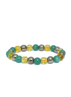 REBUY Citrine Stone Green Aventurine Golden Pyrite Stone Bracelet Crystal Healing Gemstone Bracelet for Men & Women, Color Multi, Bead Size 8 MM