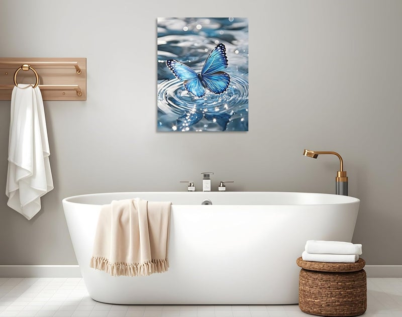 OWNANRTHM Blue Butterfly Canvas Wall Art - Image 5