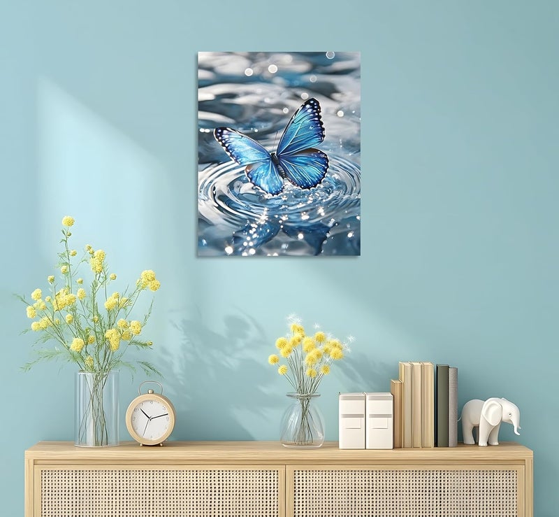 OWNANRTHM Blue Butterfly Canvas Wall Art - Image 4