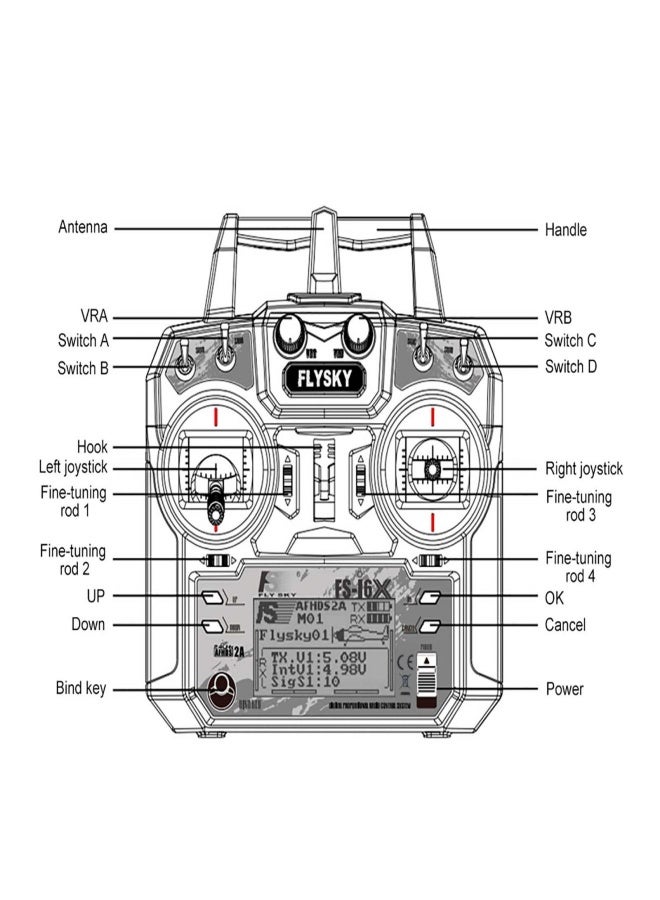 Flysky FS-i6X 2.4GHz 10CH AFHDS 2A RC Transmitter with FS-iA10B Receiver for RC Drone Airplane Helicopter - Image 2