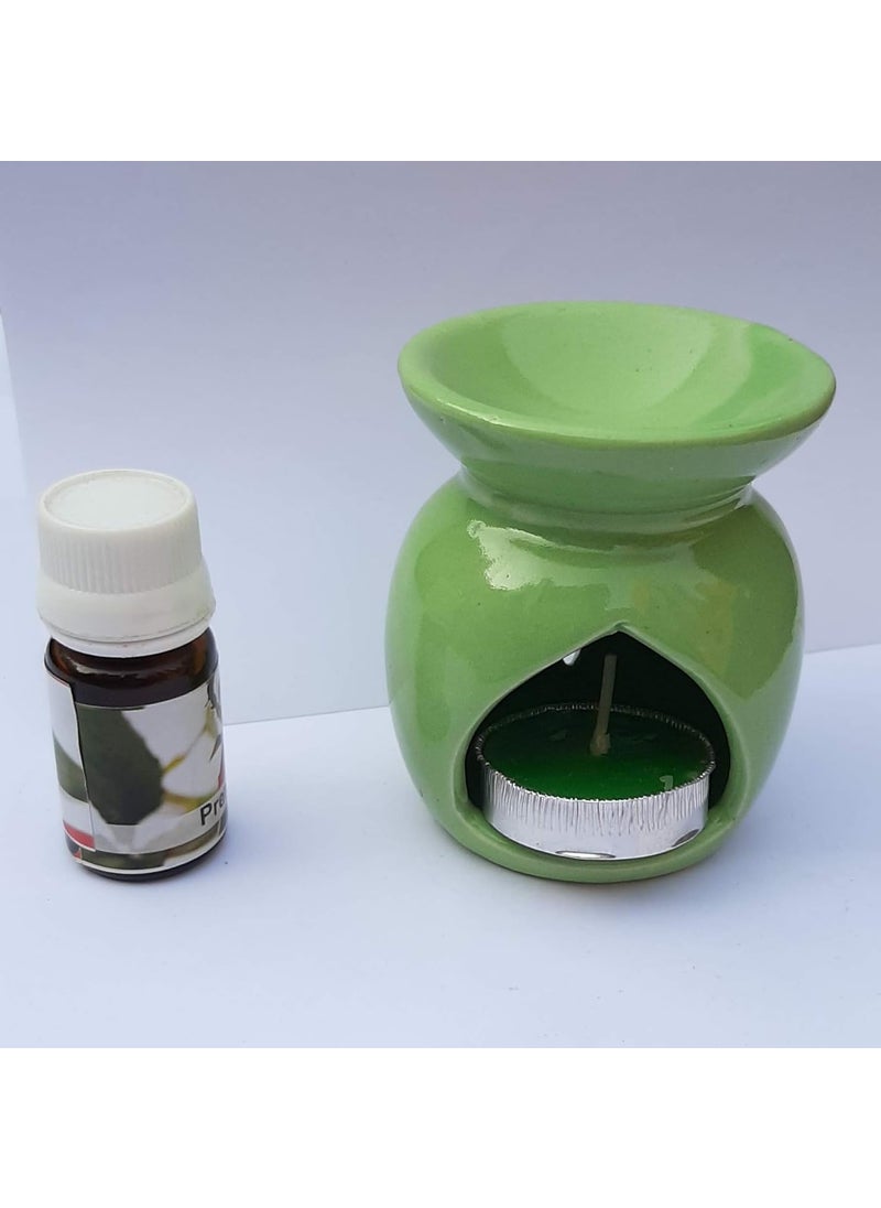 Generic homedecor bharti Aroma Oil Burner fragance Lemongrass Oil with 1 tealight Diffuser pak of1 Green  - Image 3