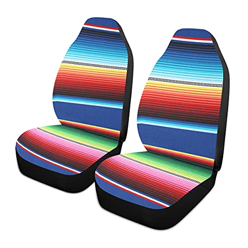 xigua 2 Pack Car Seat Covers Mexican Serape Blanket Stripes Non Slip Automotive Front Seats Cover Protector Decoration Fit for Universal Auto Cars Van Truck SUV - Image 1