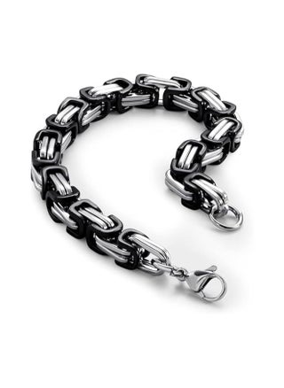 Fayruz Jewelry 8mm Wide Flat Byzantine Stainless Steel Bracelet, Stylish Thick and Heavy Cuban Chain Bracelet for Men Women Boys, Waterproof Fits All - pzsku/ZE0746FB105F586F4ED1FZ/45/_/1731446426/12146e5b-4a9c-4260-99bf-133f9cc8c206