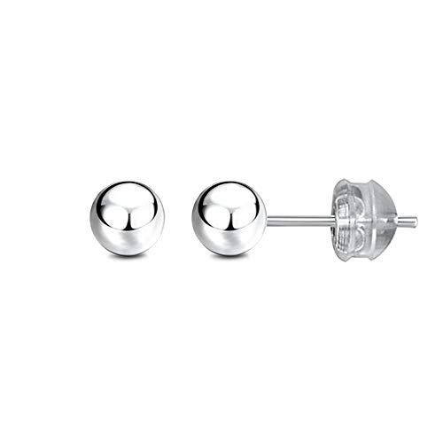JADENOVA 925 Sterling Silver Earrings Silver Studs Ball Earrings for Women (6mm, 1 Pair) - Image 1