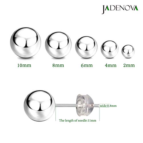 JADENOVA 925 Sterling Silver Earrings Silver Studs Ball Earrings for Women (6mm, 1 Pair) - Image 3
