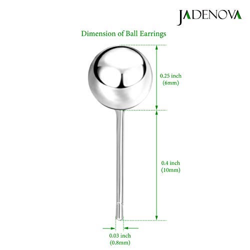 JADENOVA 925 Sterling Silver Earrings Silver Studs Ball Earrings for Women (6mm, 1 Pair) - Image 2