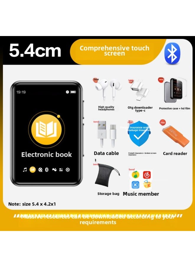 Generic Bluetooth Mp4 Reading Novels Senior High School Student-specific Reader Mp3 Walkman Mp5 E-book Artifact P3p4mp7-Body Color:5.4 Touch Screen Long Battery Life Model/bluetooth 6.0 [free Headphones/music Membership/otg/cloth Bag/card Reader/hd Film/protective Case/extended Battery-Memory Capacity:64gb [more Than 2,300 Popular Boys’ Novels + Songs + Movies Have Been Downloaded] - Value Package [official Standard + Original Charger]  - Image 1