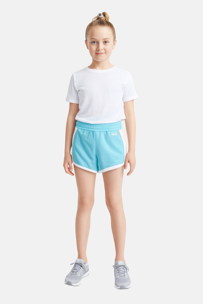Levi's Kids Girl Brand Logo Knit Shorts, Light Blue - Image 1
