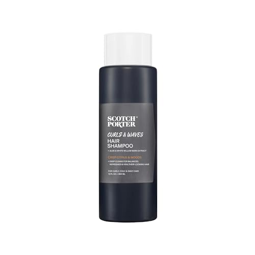 scotch porter شامبو سكوتش بورتير للشعر المجعد والمتموج للرجال | غسول مرطب لطيف يعزز النعومة واللمعان وصحة فروة الرأس | خالي من البارابين والسلفات والسيليكون | نباتي | 13 أونصة - Image 1