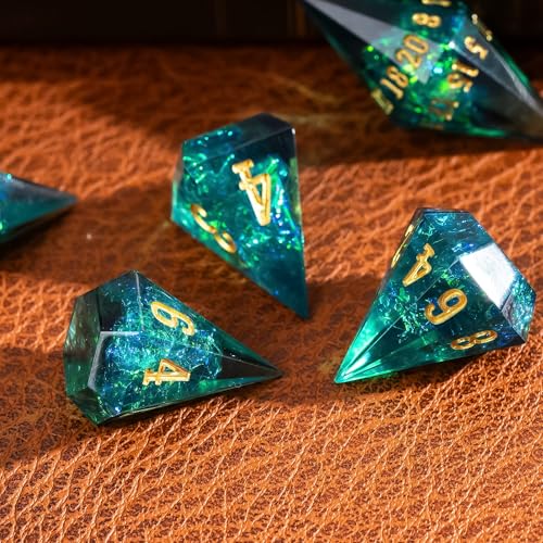CRITALLIC 7PCS Diamond DND Dice SetTransparent Sharp Edge Die Set DD RPG Polyhedral Dicefor TTRPG Games Roleplaying GamesGreen - Image 5