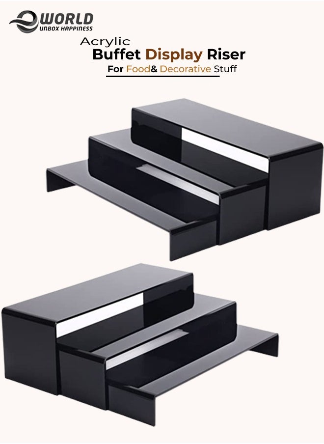 Eworld 6 Pack Black Acrylic Display Riser for jewelry and Decorative stuff  - Image 1