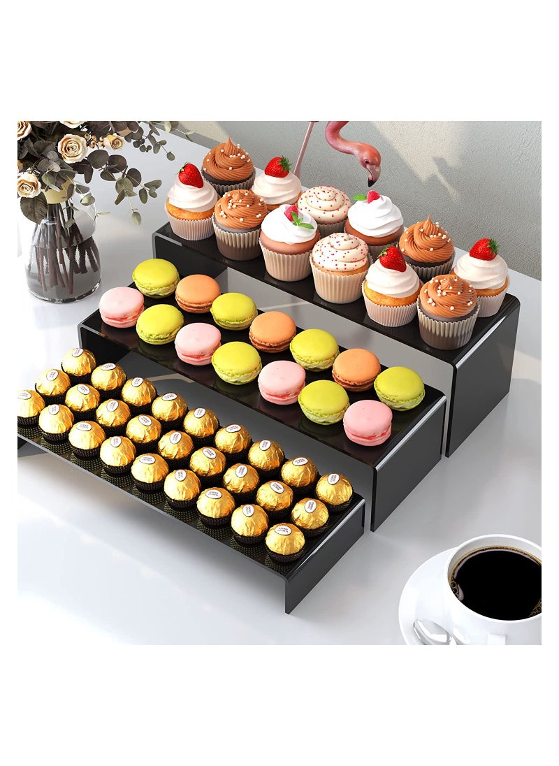 Eworld 6 Pack Black Acrylic Display Riser for jewelry and Decorative stuff  - Image 2