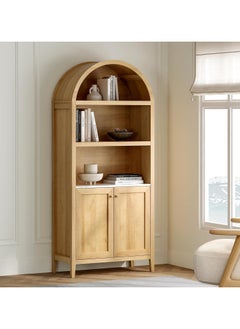 Chogori 180CM Tall Arched Cabinet, 5-Tier Arched Bookcase Storage Display Cabinet with Faux Marble Top, Modern Farmhouse Bookshelf Kitchen Pantry Cabinet for Bedroom Living Room  - Image 1