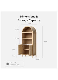 Chogori 180CM Tall Arched Cabinet, 5-Tier Arched Bookcase Storage Display Cabinet with Faux Marble Top, Modern Farmhouse Bookshelf Kitchen Pantry Cabinet for Bedroom Living Room  - Image 2