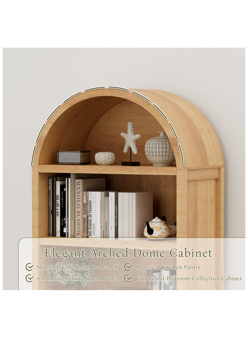 Chogori 180CM Tall Arched Cabinet, 5-Tier Arched Bookcase Storage Display Cabinet with Faux Marble Top, Modern Farmhouse Bookshelf Kitchen Pantry Cabinet for Bedroom Living Room  - Image 4