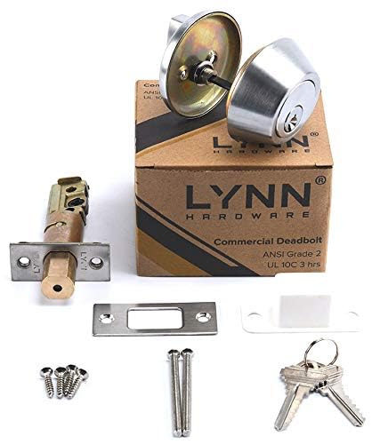 LYNN HARDWARE Heavy Duty Designer Commercial Deadbolt (Single Cylinder Lock, Satin Chrome, 26D) Non-Handed, Grade 2 Industrial - UL 3 Hour Fire Rated & ADA Compliant | Wood or Metal Doors - Image 3