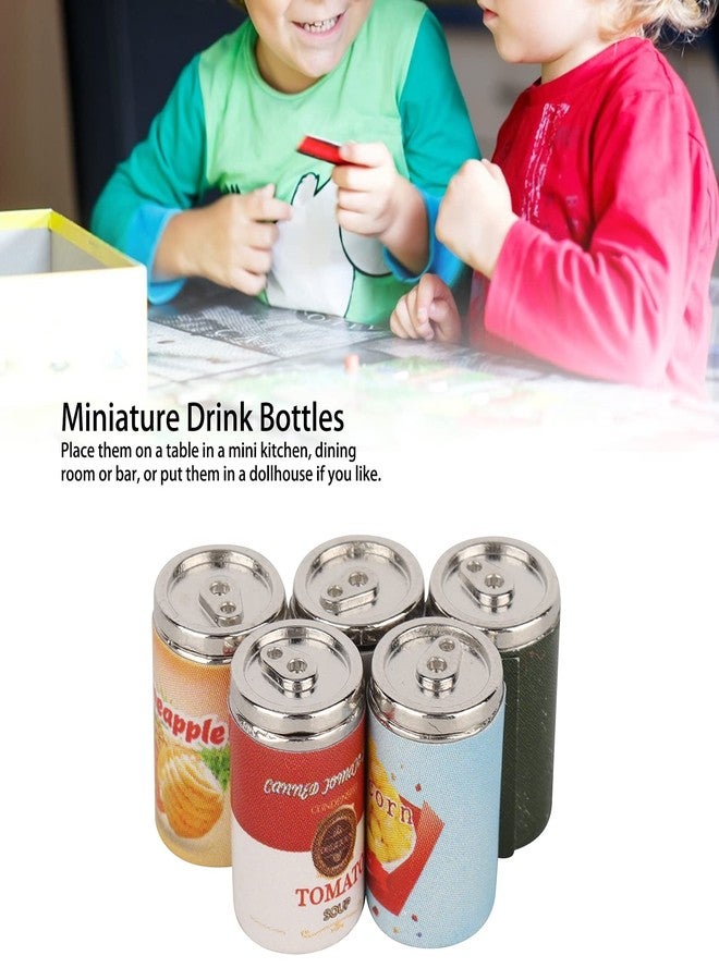 Entatial Miniature Drink Bottles, Alloy 5Pcs Dollhouse Drinks Models Exquisite for Doll House for Children(Simulation Food 5 cans Canned Fruit) - Image 5