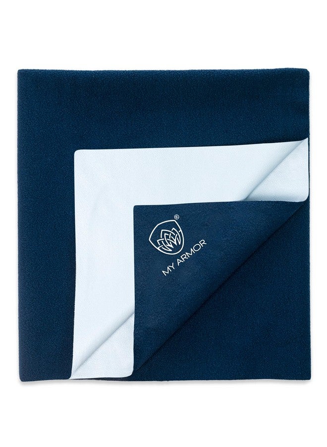 ماي ارمور ملاءة سرير مزدوجة سريعة الجفاف ومضادة للماء - مقاس كبير جدًا 140 × 200 سم، عبوة من قطعة واحدة، أزرق ملكي - Image 1