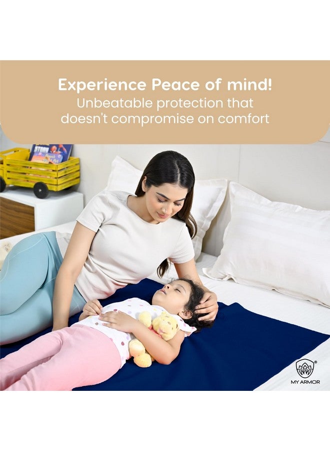 ماي ارمور ملاءة سرير مزدوجة سريعة الجفاف ومضادة للماء - مقاس كبير جدًا 140 × 200 سم، عبوة من قطعة واحدة، أزرق ملكي - Image 5