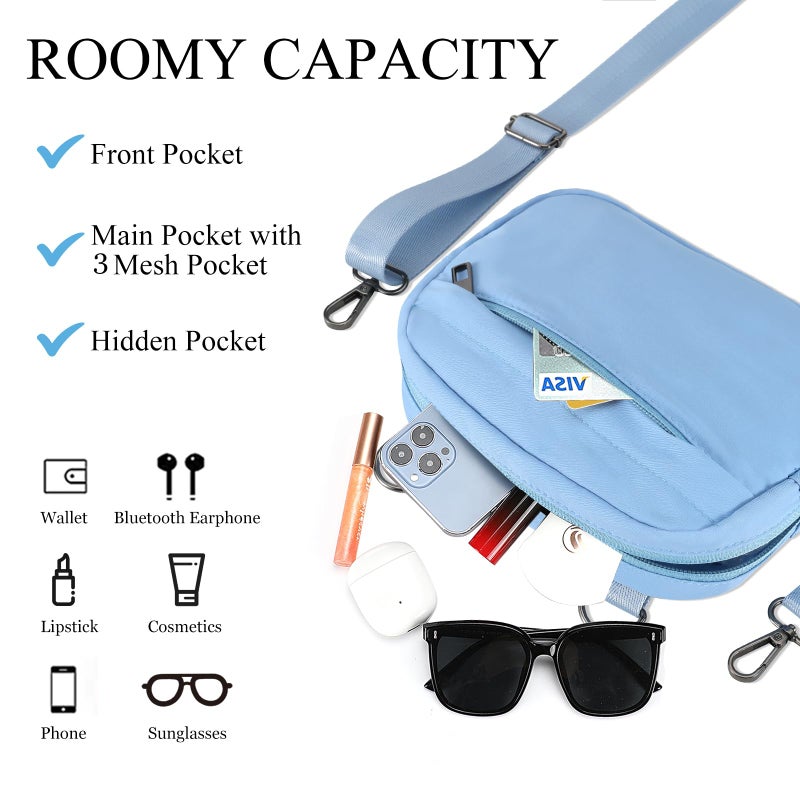 MAXTOP Small Crossbody Bags for Women with Detachable Strap Cross Body Bag Fanny Pack Cell Phone Purse for Travel Walking Cycling(Blue) - Image 3