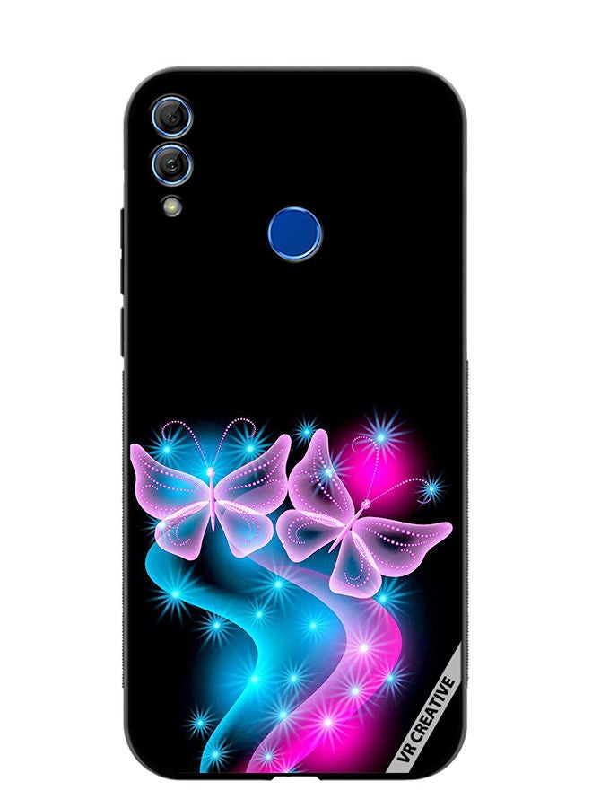 VR CREATIVE Protective Case Cover For Honor 10 Lite Butterfly Pink Black Background Design Multicolour