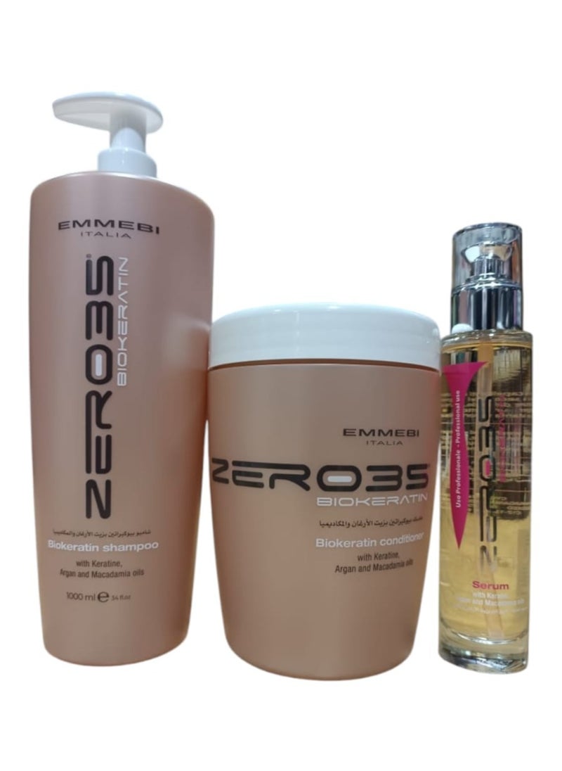 zero35 - Shampoo 1000 ml and Mask 1000 ml Serum 100 ml Biokeratin with Argan Oil and Macadamia - Image 1
