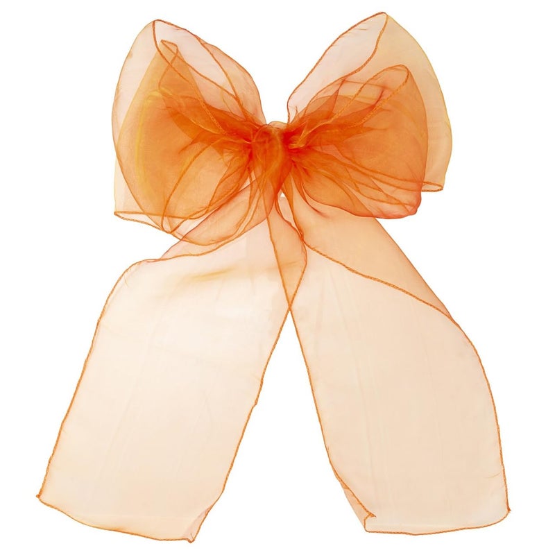 SARVAM FASHION SARVAM FASHION Elegant Organza Chair Sashes Sheer Fabric Sashes for Weddings  Parties  and Special Events - (Pack of 10 Pieces  Orange) - Image 2