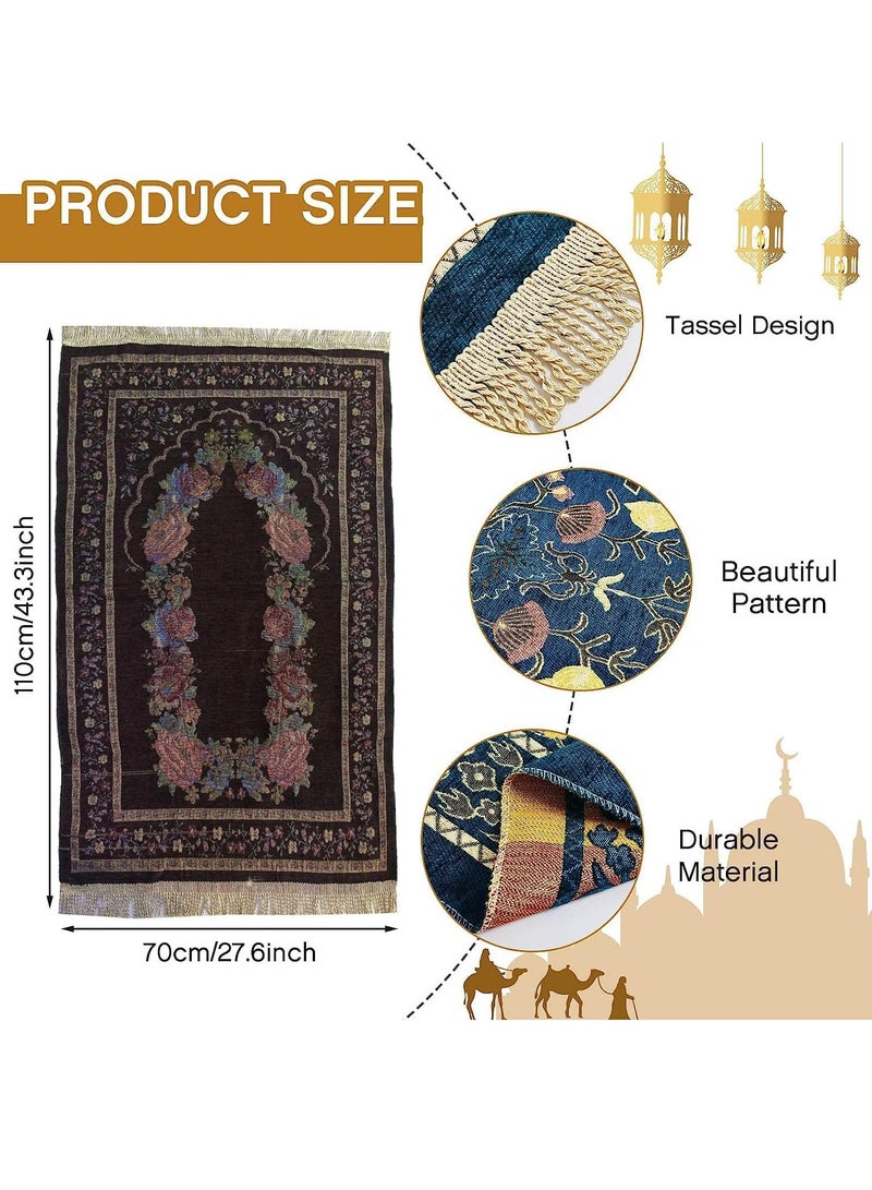 Ramadan Prayer Mats with Prayer Beads Portable Muslim Prayer Rug Velvet Muslim Prayer Carpet Mat Rug Ramadan Gifts Eid Gifts for Praying Men Women and Kids (Green) - Image 4