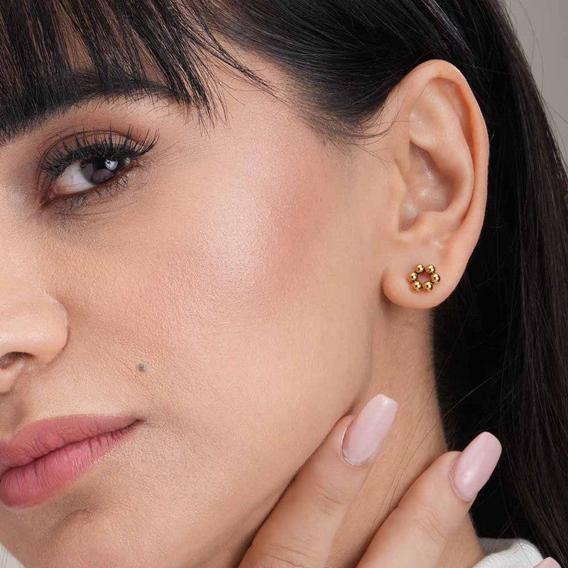 PALMONAS 18k Gold Tone Plated Classic Chic Stud Earrings
 for Women - Image 3