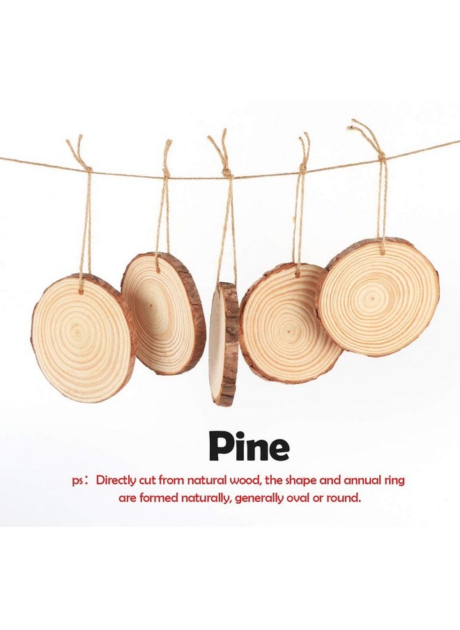 ilauke Natural Wood Slices 30Pcs 3.1''3.5'' Unfinished Wood Crafts With Predrilled Hole, Wood Slices Ornaments For Christmas Diy Rustic Crafts Wooden Circles Coasters Wedding Decor, 33 Feet Twine  - Image 5
