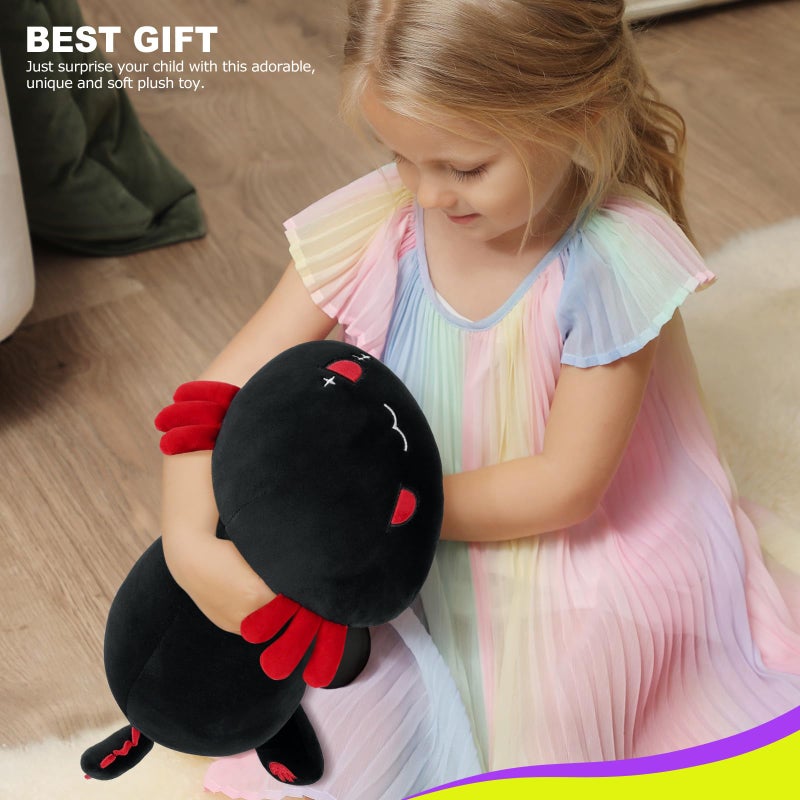 Onsoyours Cute Axolotl Plush, Soft Stuffed Animal Salamander Plush Pillow, Kawaii Plushie Toy for Kids (Black Axolotl A, 13") - Image 4