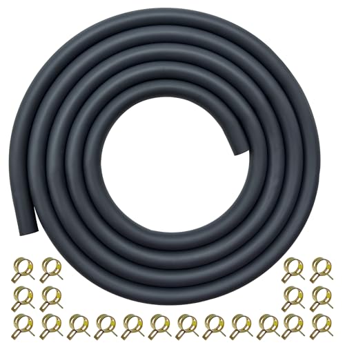 YGQ 1/4 ID Fuel Gas Line Hose fit for Briggs & Stratton Craftsman MTD Kawasaki Kohler Small Engines Generator Powersports w/ 20 Clamps Rubber Black 8 Feet - Image 1