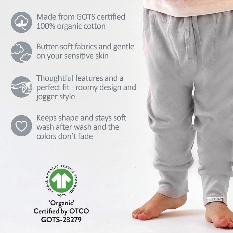 Butterblu Jordan 4-Pack Jogger Pants 100% Organic Cotton Bottoms for Boys & Girls, Stone, 6-9 Months - Image 4