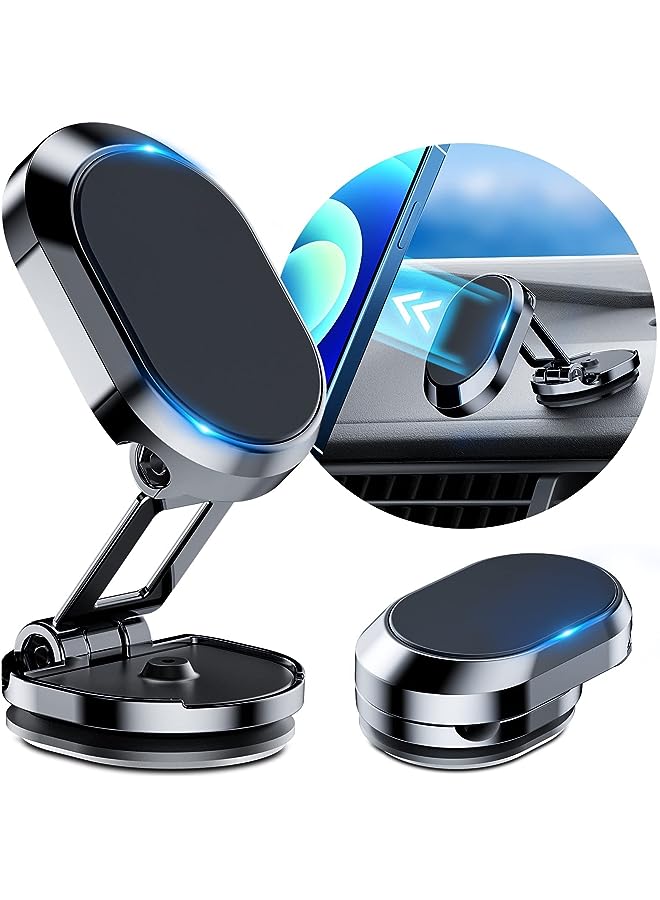 PROMASS Magnetic Phone Holder for Car, Alloy Folding Magnetic Car Phone Holder Car Magnetic Phone Mount 360° Rotation Magnetic Cell Phone Holder Dashboard Car Mount Fit for All Phone - Image 1