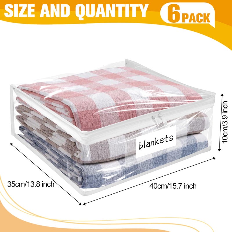 Kikerike Plastic Storage Bags with Easy-Glide Zipper, Pack of 6, Durable Clear Vinyl Zippered Storage Bags for Clothes Sweaters Comforters Blankets Sheets Bedding (15.7 x 13.8 x 3.9 Inch) - Image 3