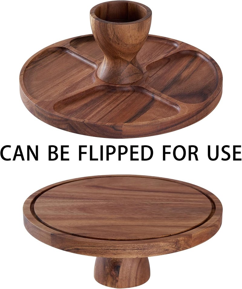 LiTY Cake Stand with Lid, Multi-Functional 12in Round Cake Holder, Acacia Wood 2-in-1 Dessert Table Display Set, Charcuterie Board for Cheese ,Fruit Platter, Large Acrylic Cake Dome Cover - Image 5