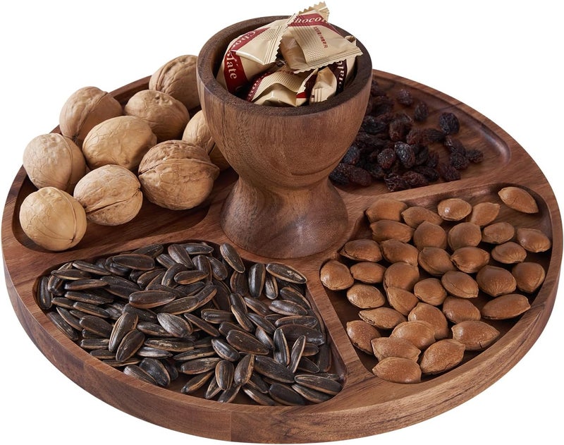 LiTY Cake Stand with Lid, Multi-Functional 12in Round Cake Holder, Acacia Wood 2-in-1 Dessert Table Display Set, Charcuterie Board for Cheese ,Fruit Platter, Large Acrylic Cake Dome Cover - Image 3